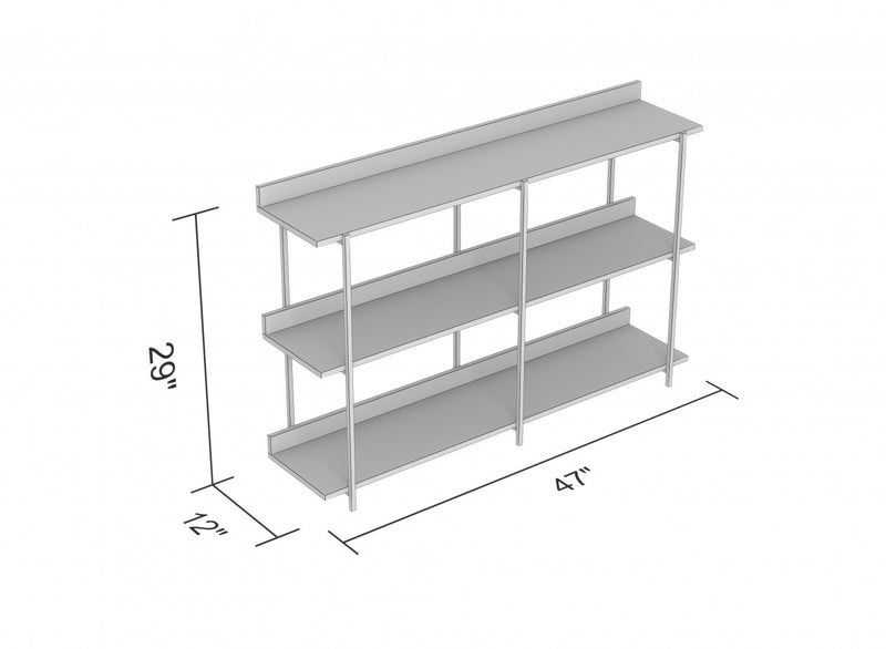 Premium 34” Console Table With 2 Shelves - Brown Reclaimed Wood With Black Metal