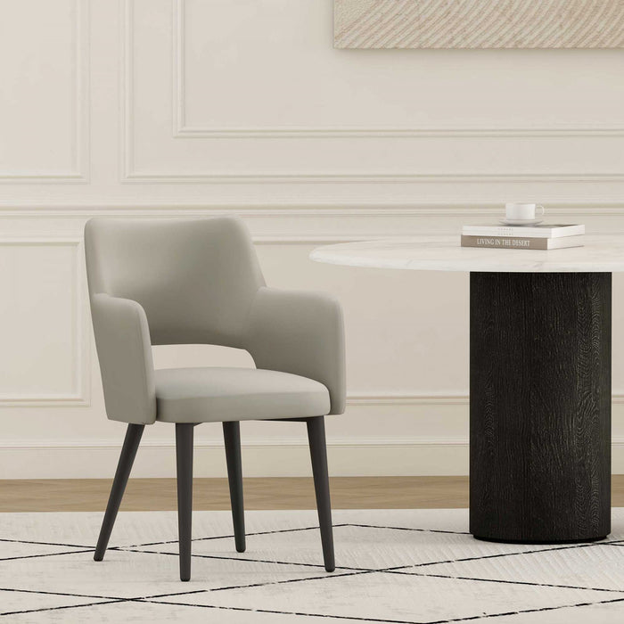 Tremont Modern Metal Vegan Leather Armchair in Stone Gray