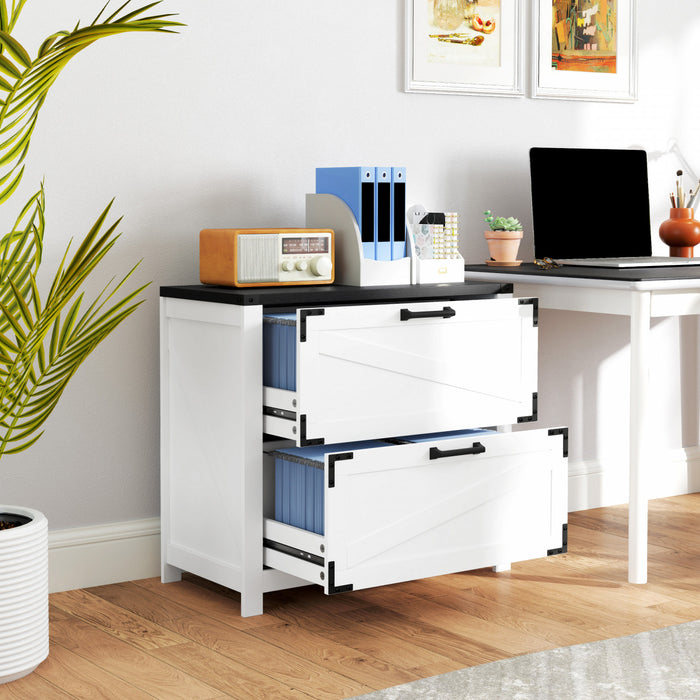 HOMCOM 2 Drawer File Cabinet Lateral Filing Cabinet for Home Office, White