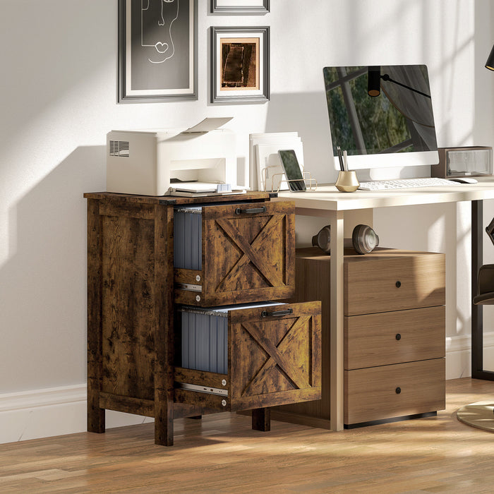 HOMCOM File Cabinet with 2 Drawers Filing Cabinet for A4 Letter, Brown