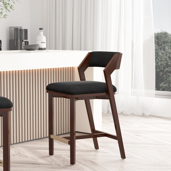 Patricia Modern Wood Upholstered Counter Stool in Black Armoire