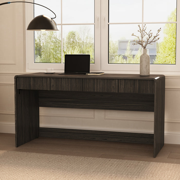Novara Contemporary 60\" Writing Desk in Jacobean Walnut (2-Drawer)