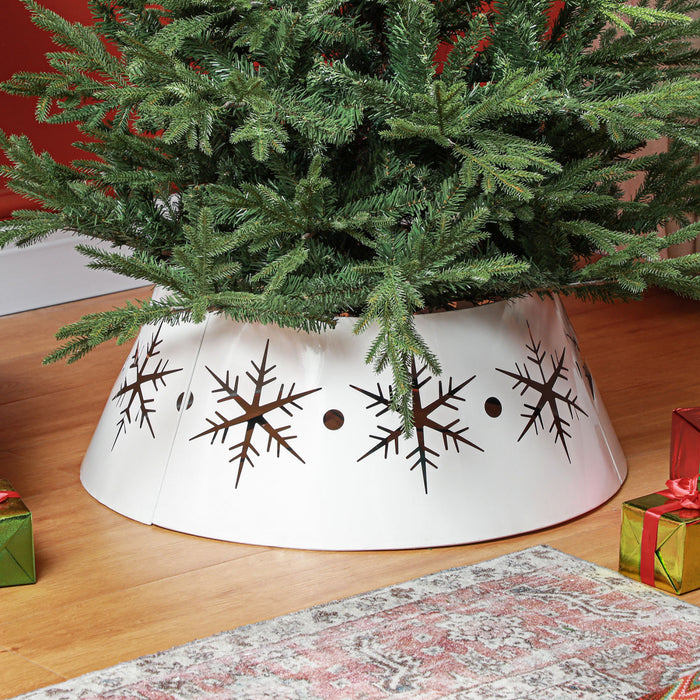 Homcom 26\" Christmas Tree Collar With Hollow Snowflake Patterns For Home
