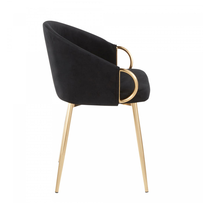 LumiSource Claire Velvet Contemporary Glam Dining Chair - Gold/Black