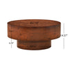 Sage 31.5 Inch Modern Round Burl Veneer Coffee Table with Drum Pedestal Base, Brown | Table basse ronde moderne Sage 31,5 pouces avec finition placage bois et base cylindrique, brun