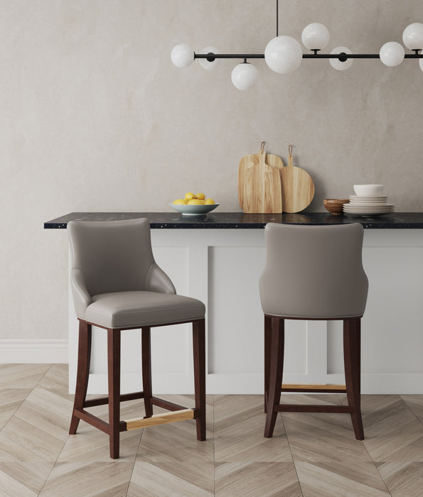 Shubert Modern Wood Upholstered Counter Stool in Dark Taupe - Set of 2
