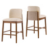 Lois Rubber Wood Counter Stool Set of 2 with Upholstered Seat and Footrest,Beige | Lois lot de 2 tabourets de comptoir en bois d’hevea avec assise rembourree et repose-pieds, beige