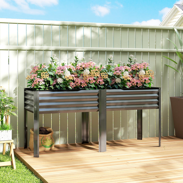 Outsunny Galvanized Raised Garden Bed with Legs, 71\" x 22\" x 31.5\"