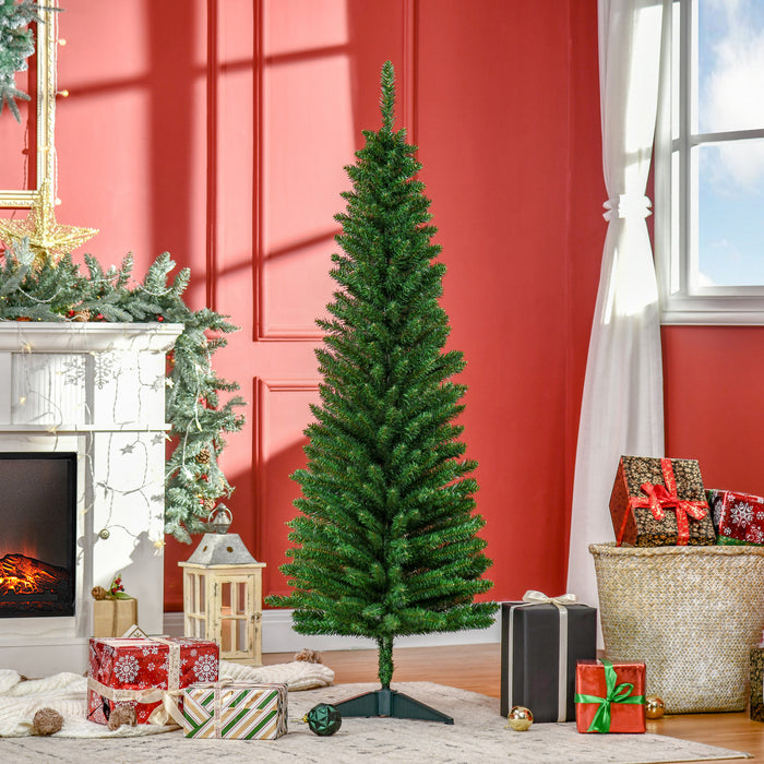 Homcom Pencil Christmas Tree, Slim Xmas Tree With Realistic Branches