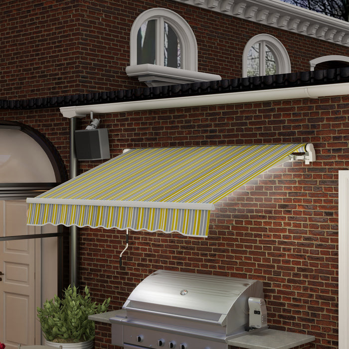 Outsunny 8' X 6.5' Retractable Awning With Led Lights, Uv40+, Yellow/grey