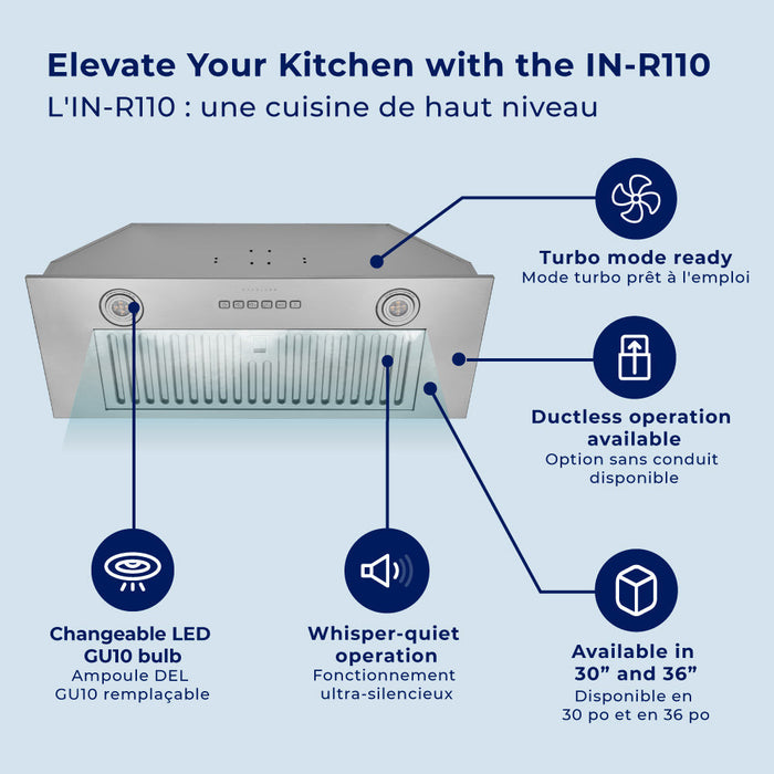Hauslane IN-R110 30\" Smart In-Cabinet Range Hood