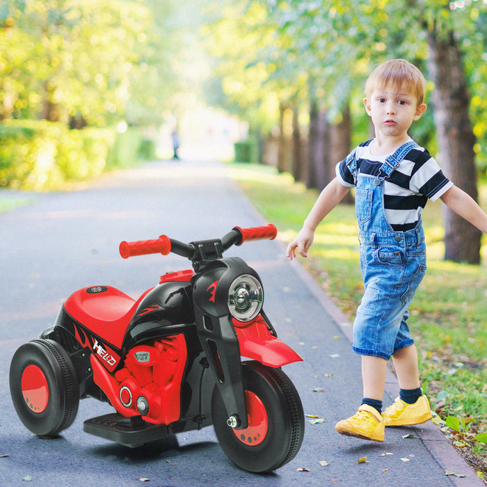 Qaba Electric Motorcycle, Powered Ride-On Bubble Car, 3 Wheels 6v Battery Powered Kids Motorcycle With Led Headlight, Music, Pedal, For 2-5 Years - Black