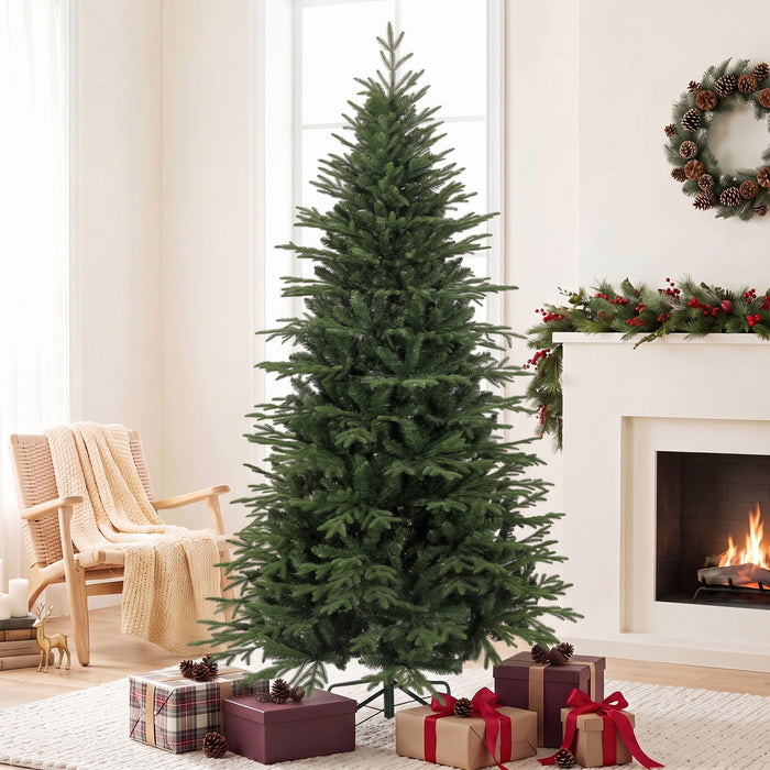 HOMCOM 7ft Artificial Christmas Tree with Foldable Metal Base, Green