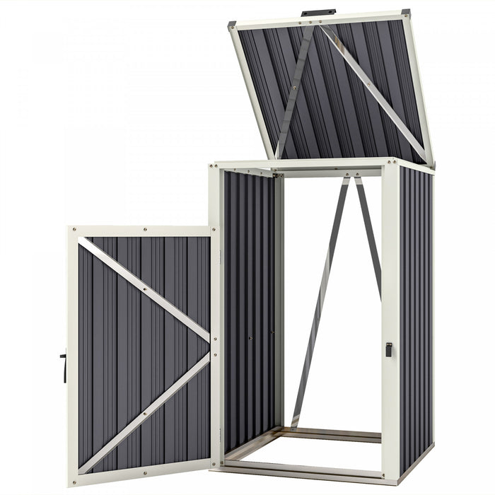Outsunny Single Garbage Bin Shed, Lockable Storage Shed With Openable Lid