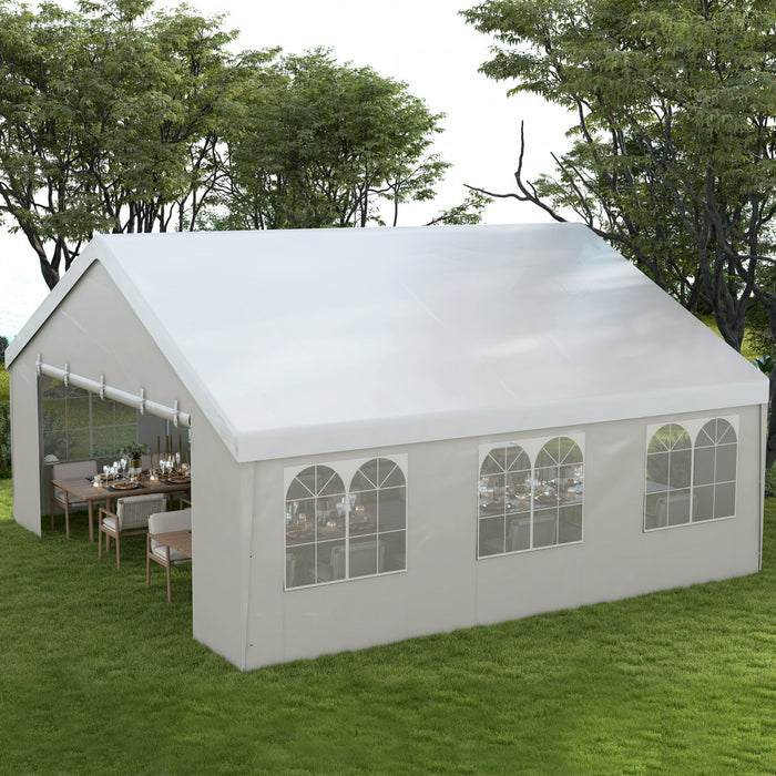 Outsunny 19.5' X 19' Party Tent, Uv Protective, With 2 Doors And 6 Windows