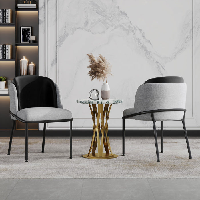 Olivia Set of 2 Modern Dining Chair with Slanted Legs and Adjustable Feet,Black&Gray