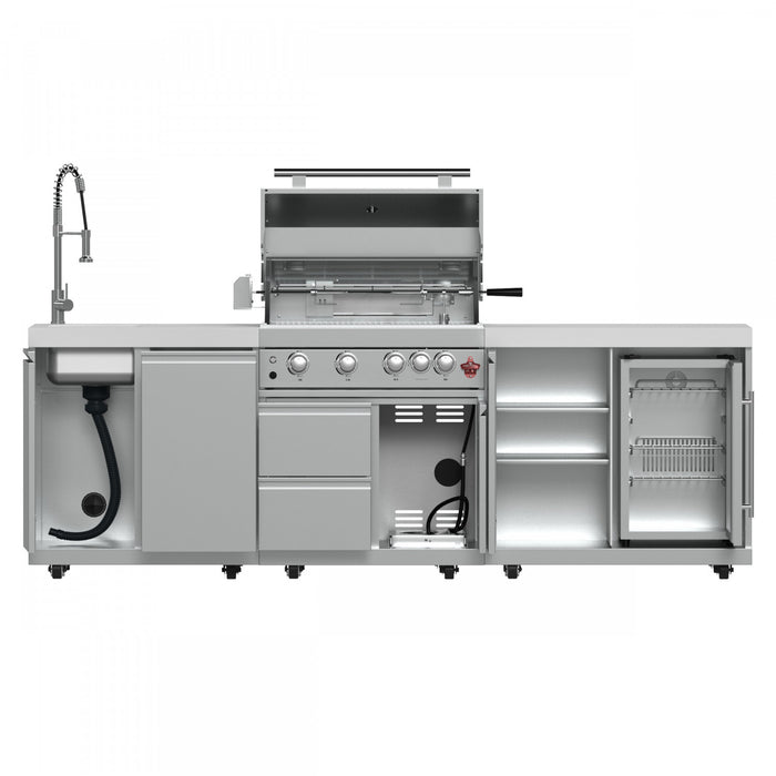 FORNO Bulnes Outdoor Kitchen 60,000 BTU Stainless Steel BBQ & White Countertops - FODKT2506WHT