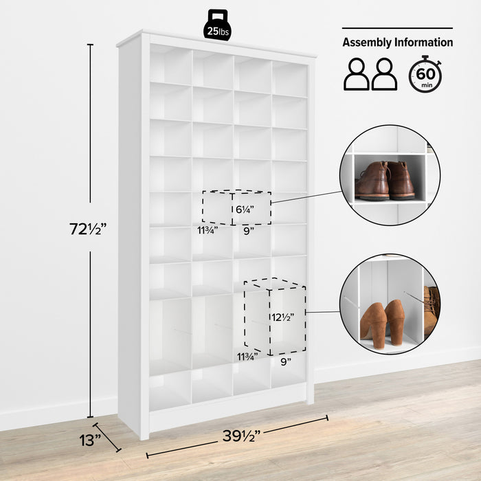 Prepac 40 Pair Shoe Storage Rack - White