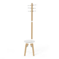 Umbra Modern Wood Pillar Stool and Coat Rack - White and Natural