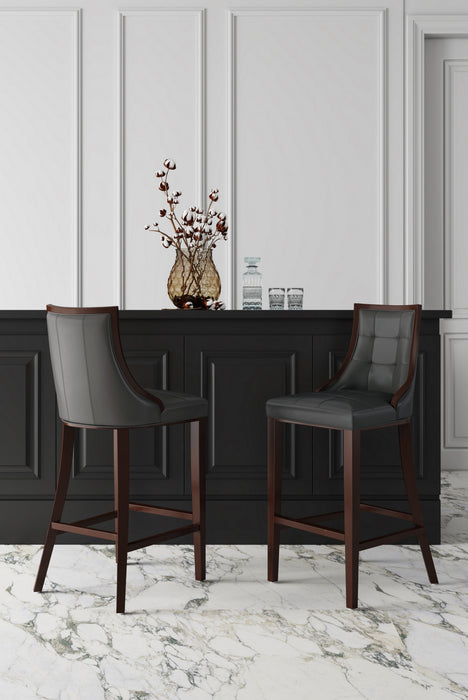 Fifth Avenue Traditional Wood Upholstered Barstool in Graphite - Set of 3