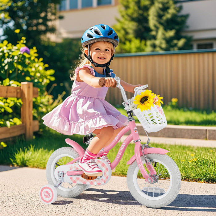 Costway 12\" Kid's Bike For 3-4 Years Old Children Bicycle With Front Handbrake Red