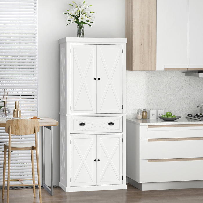 HOMCOM Kitchen Pantry, Freestanding Buffet Cabinet with 4 Doors, White