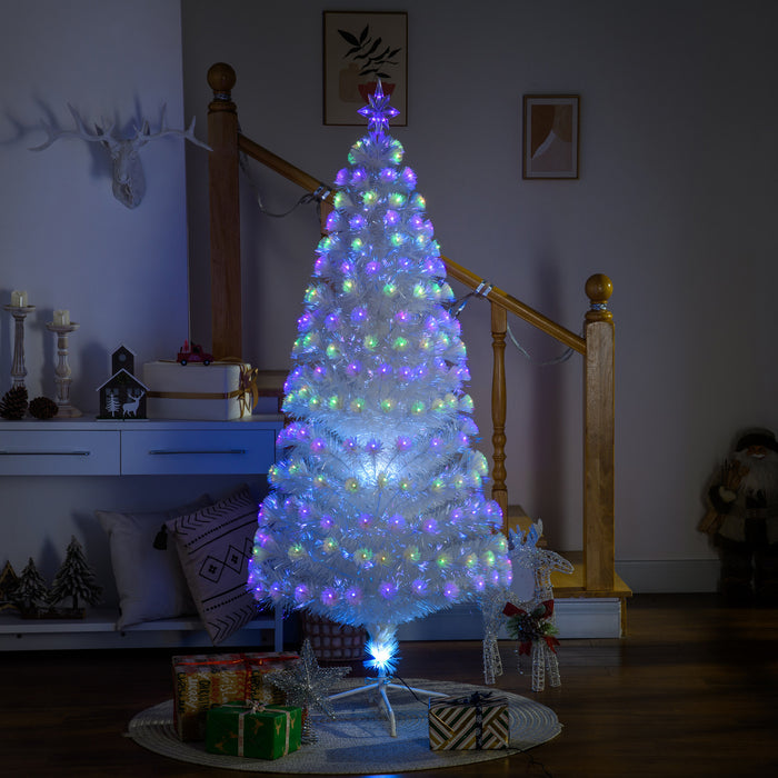 Homcom 6ft Artificial Fiber Optic Pre-lit Christmas Tree With 220 Led Lights And Branch Tips