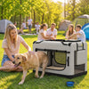 PawHut Pet Carrier Bag, Soft-Sided Dog Carrier for Extra Large Dogs, Portable Pet Travel Bag with Security Buckle Strap, Mesh Windows, Washable Cushion and Bowl, Light Grey