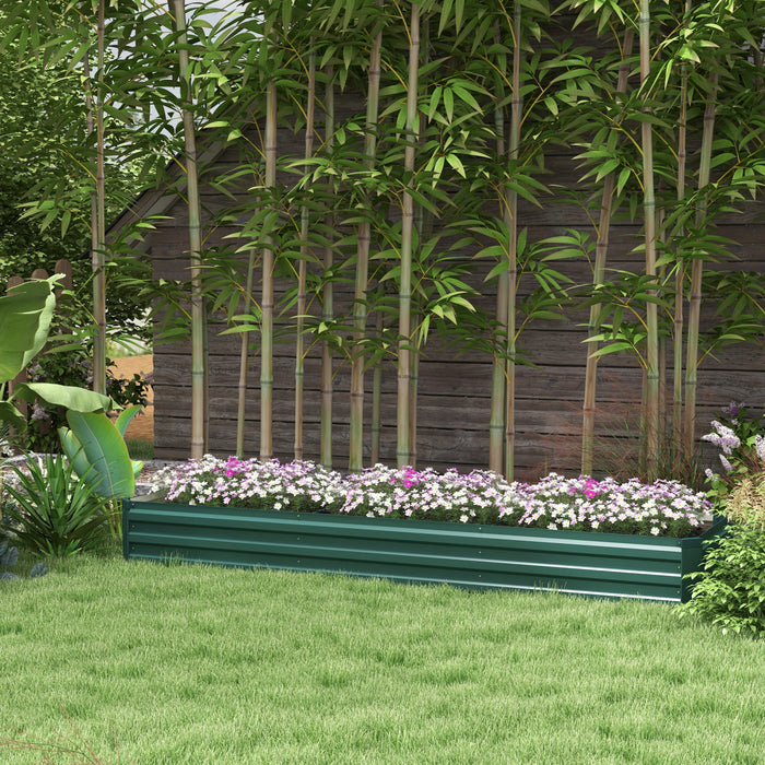 Outsunny 8x2x1ft Raised Garden Bed Large Galvanized Elevated Planter Box