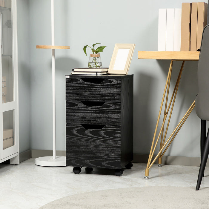 Homcom Mobile Filing Cabinet, 3 Drawer File Cabinet On Wheels
