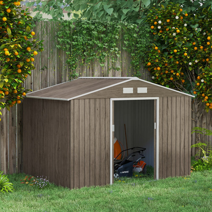Outsunny 9.1'x 6.4' X 6.3' Garden Storage Shed W/ Steel Foundation Kit
