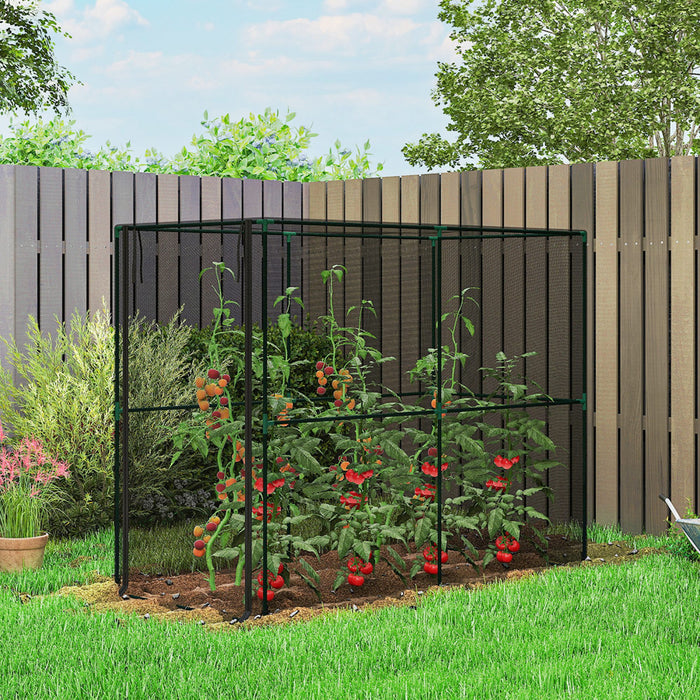 Outsunny Crop Cage, Large Plant Protection Tent with Zippered Door, Black