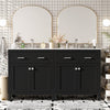 Felix 60 Inch Modern Double Bathroom Vanity with Ceramic Sink & Storage Cabinet, Black | Meuble de salle de bain double moderne Felix 60 pouces avec lavabo ceramique et rangement, noir