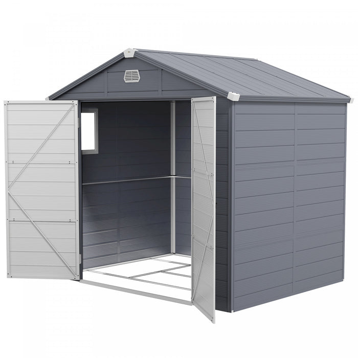 Outsunny 8' X 6' Plastic Garden Storage Shed With Air Vents, Dark Grey