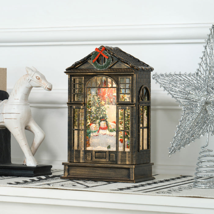 HOMCOM Christmas Snow Globe Lantern w/ Lights, Music and Swirling Glitter