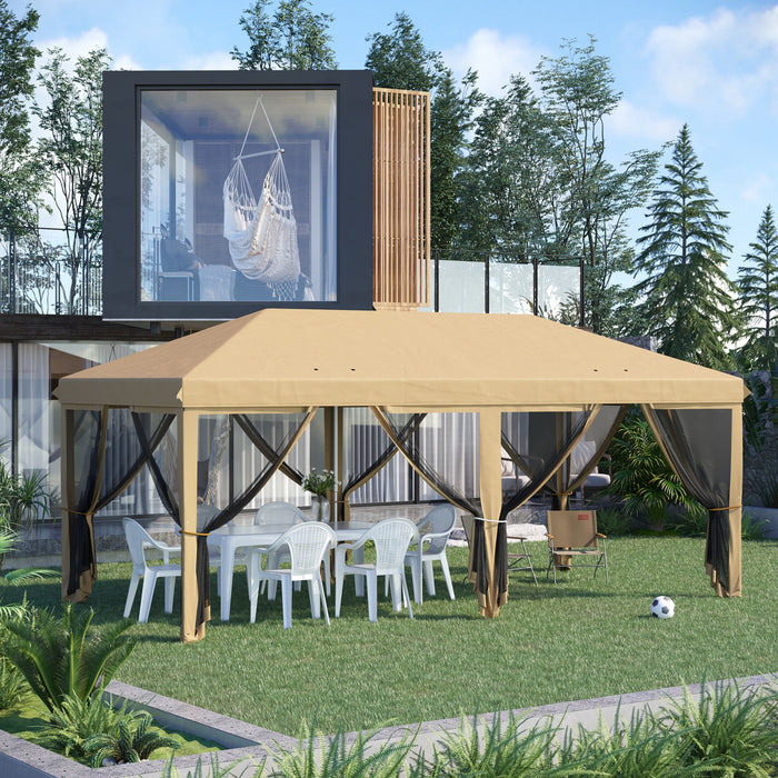 Outsunny 10'x20' Pop Up Canopy Tent With 6 Removable Mesh Sidewalls Beige