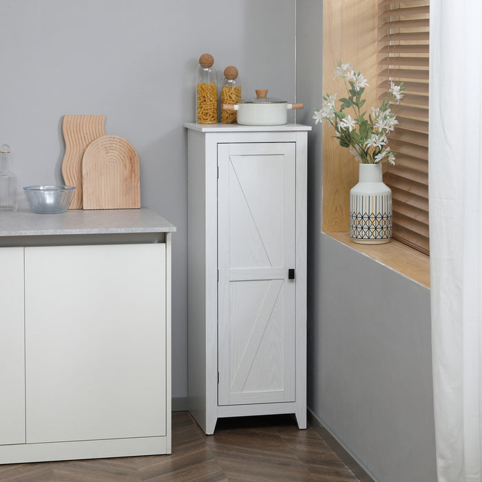 HOMCOM 48\" Kitchen Pantry, Storage Cabinet with Barn Door, White