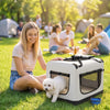 PawHut Pet Carrier Bag, Soft-Sided Dog Carrier for Small Dogs, Portable Pet Travel Bag with Security Buckle Strap, Mesh Windows, Washable Cushion and Bowl, Light Grey