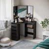 HOMCOM Corner Vanity Table, Makeup Desk with 3-piece Mirror and 5 Drawers