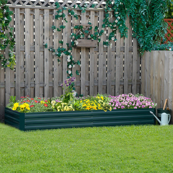 Outsunny 95\" X 36\" X 12\" Galvanized Raised Garden Bed, Metal Elevated Planter Box, Easy Diy And Cleaning For Growing Flowers, Herbs, Succulents, Green