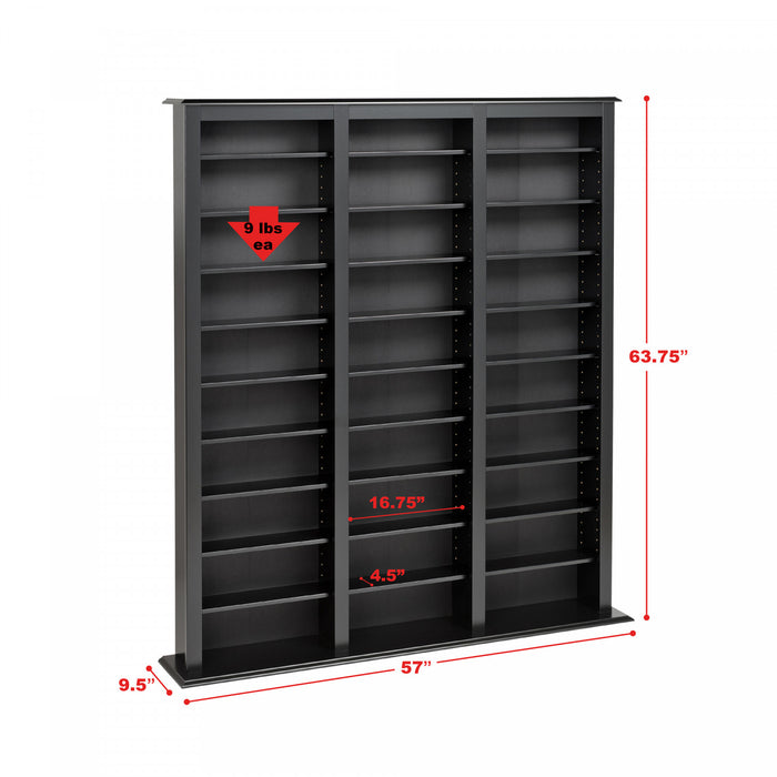 27 Adjustable Shelves Multimedia Storage - Black