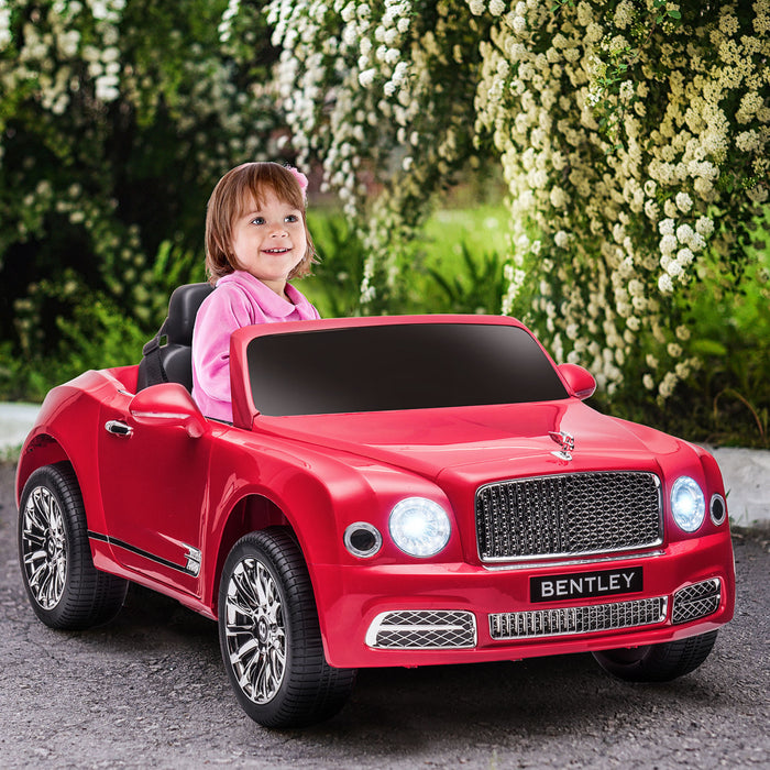 Aosom 12v Electric Powered Ride-On Car With Parent Control, Battery Powered Car With LED Lights, Mp3, Horn, Music, 2 Motors, For 37-72 Months, Red