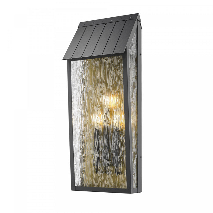 Point 2 Light 13.5\" Outdoor Wall Sconce, Black And Brass