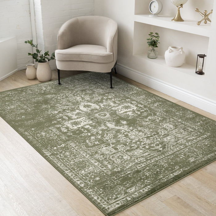 Florence Green White Elegant Classic Rug, 7'9\" x 10'6\" Indoor Area Rug