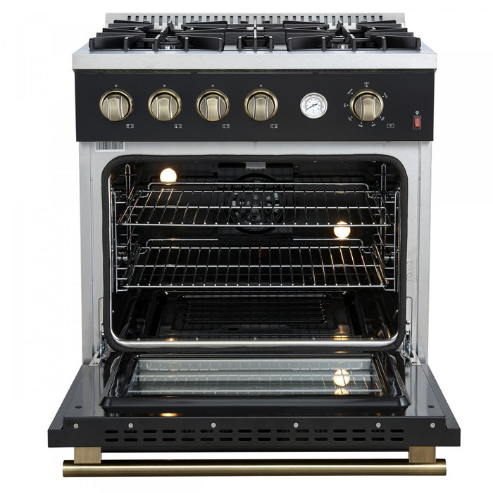 Forno Marco 30-inch Gas Range Black ,4.32 cu.ft - FFSGS6277-30BLK