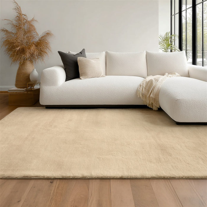 Argo Plush & Shags Beige Washable Rug 6'7\" x 9'0\" Indoor Area Rug