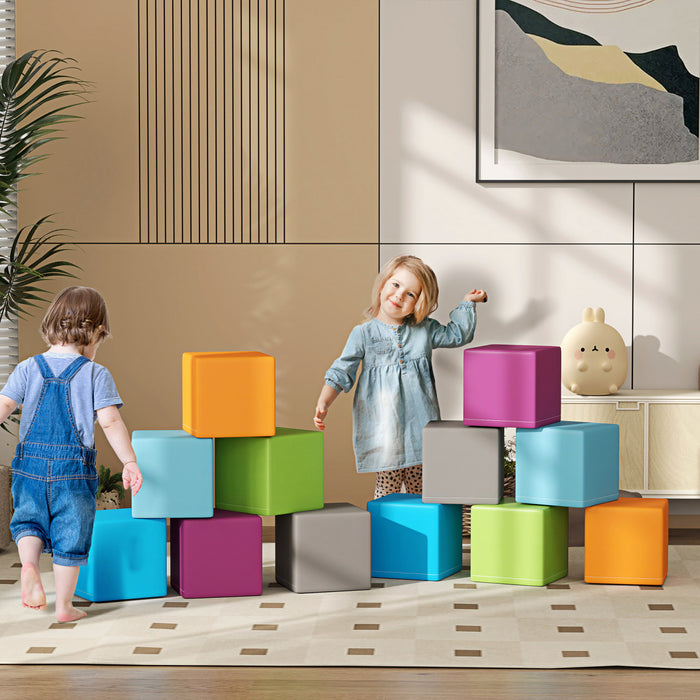 Soozier 12 Piece Foam Blocks, Soft Play Equipment For Kids, Climbing Toys For Toddlers, Safe Play Structures For Preschooler Baby Learning Development, Dark Colour