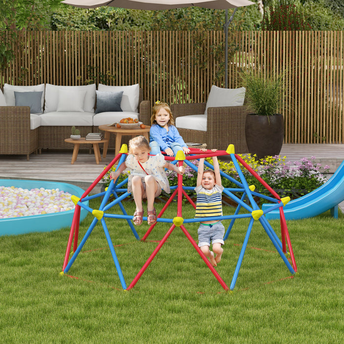 Outsunny 6 Ft Geometric Dome Climber Play Center, Outdoor Jungle Gym With Rust And Uv-resistant Steel, Support To 396 Lbs, For 1-4 Children Aged 3-8 Years Old