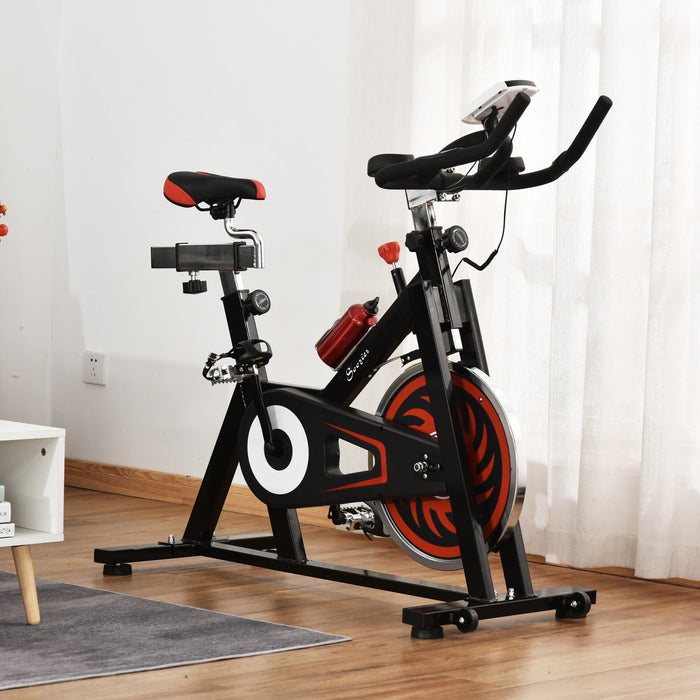 Soozier Indoor Exercise Bike, Stationary Bike, Upright Cycling Sport Cardio Machine For Home Gym With 29lbs Flywheel, Adjustable Resistance, Lcd Monitor, Bottle Holder