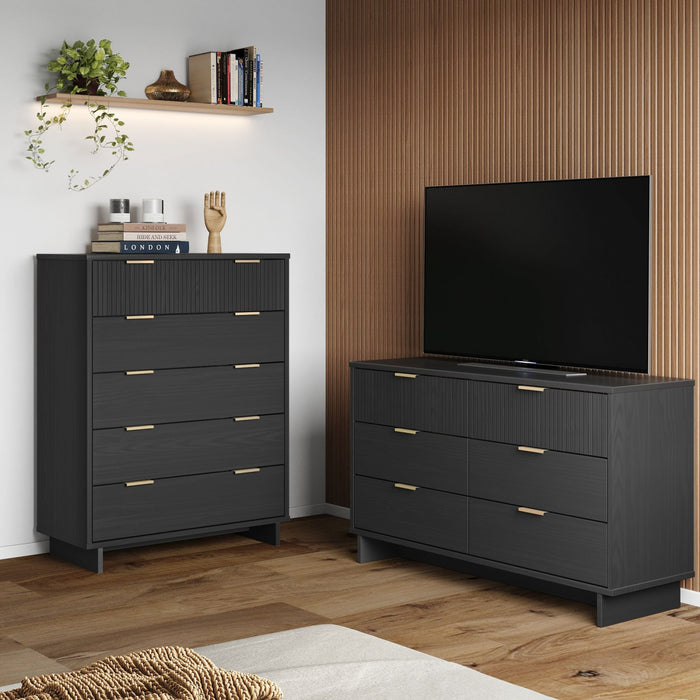 Granville Modern 2-Piece Dresser Set in Charcoal Gray